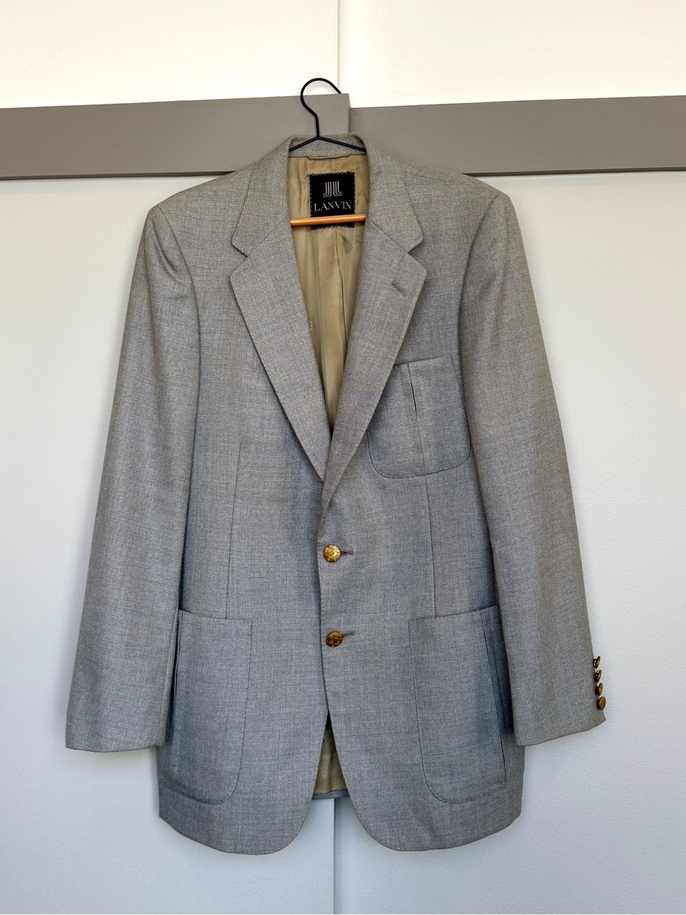 Vintage Lanvin Paris New York Grey Blazer Sport Coat Large